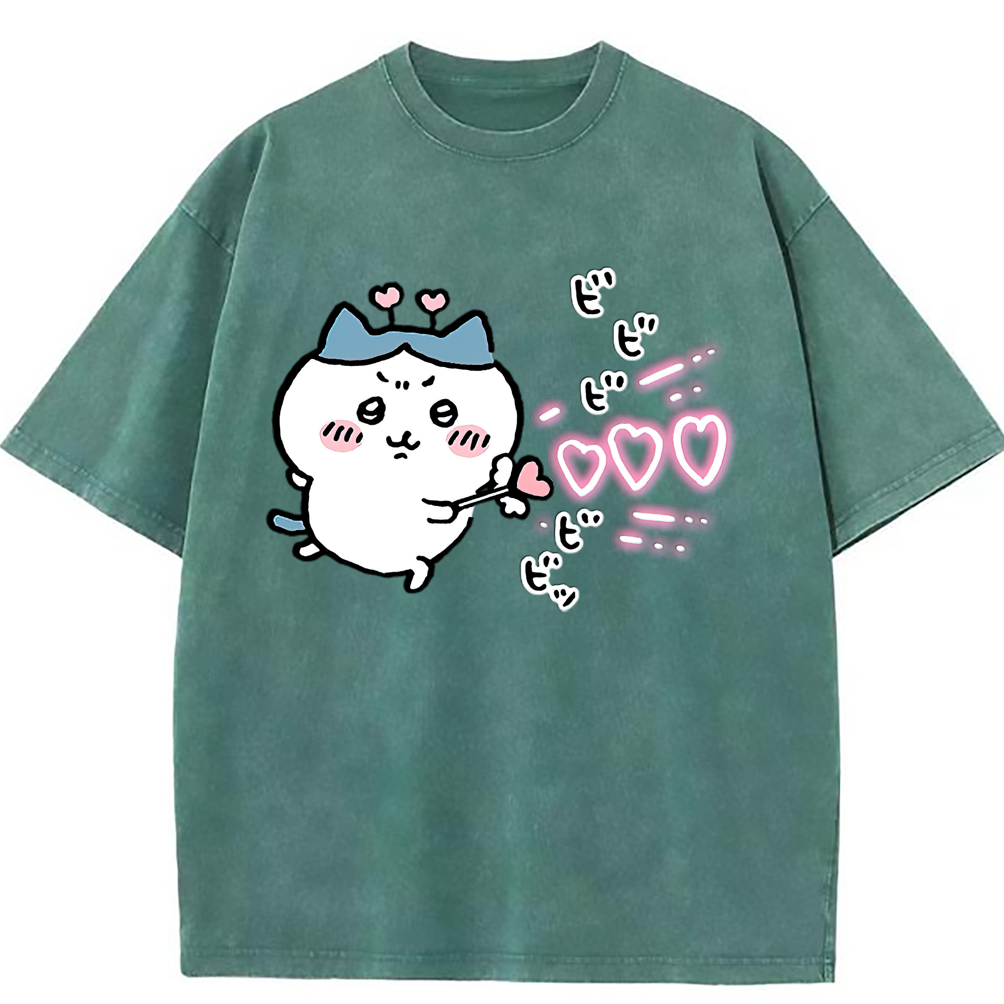 （画像用） ちいかわ ハチワレ Chii-kawa hachiware 綿100% ヴィンテージ風 半袖Tシャツ（フロントプリント）
